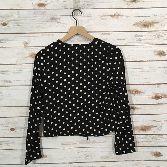 NWT REVOLVE X LIONESS Take the Plunge Polka Dot Top - Black - Medium - Picture 8 of 15